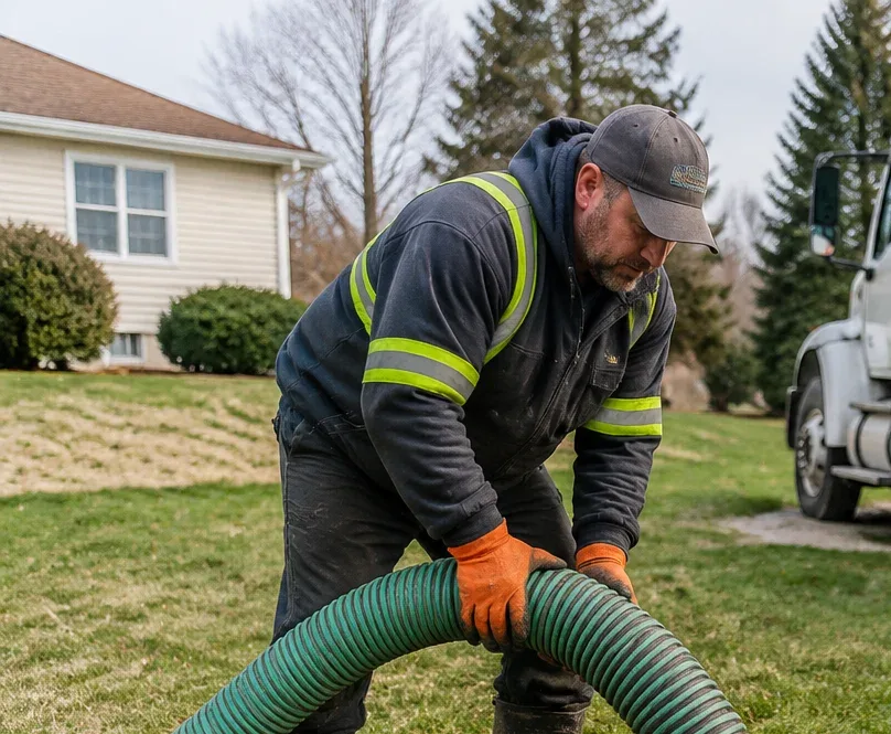 Septic tank cleaning service at a Peterborough property