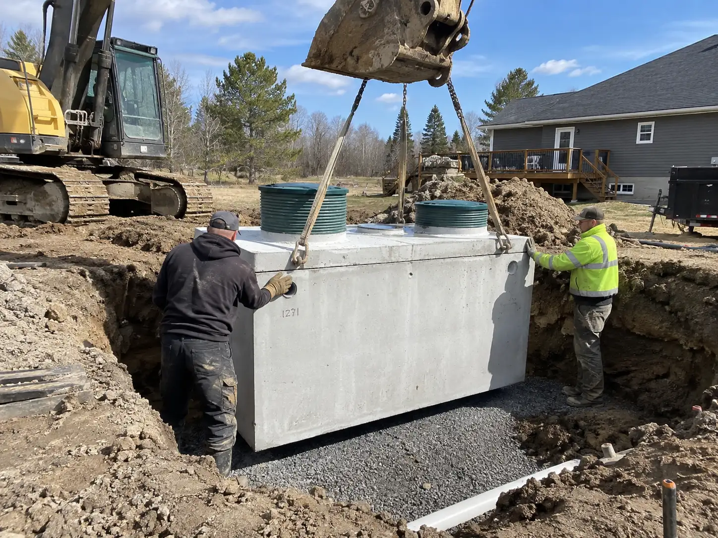 Septic tank installation at a rural property near Peterborough